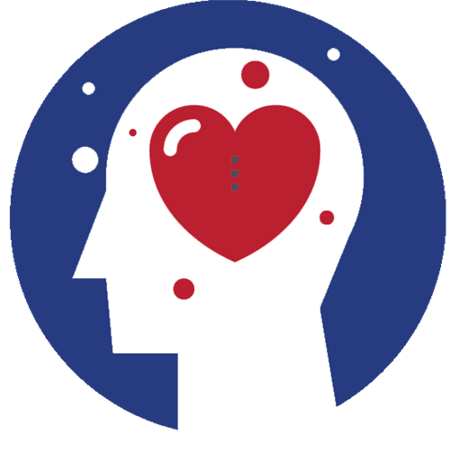 flat image of head illustration with heart 